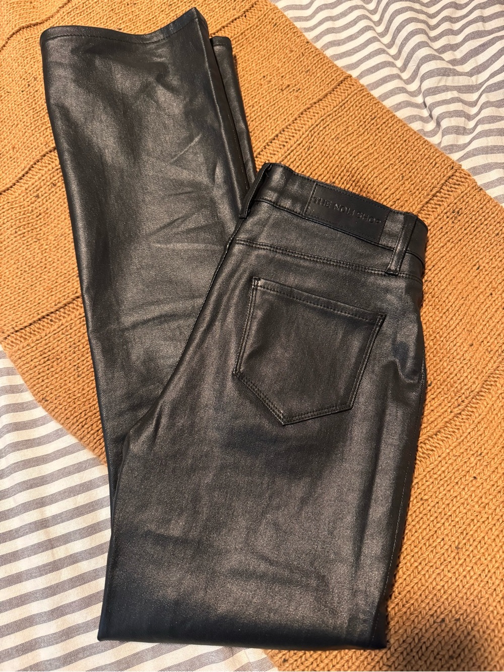 Noli Black Faux Leather Bootcut Pants